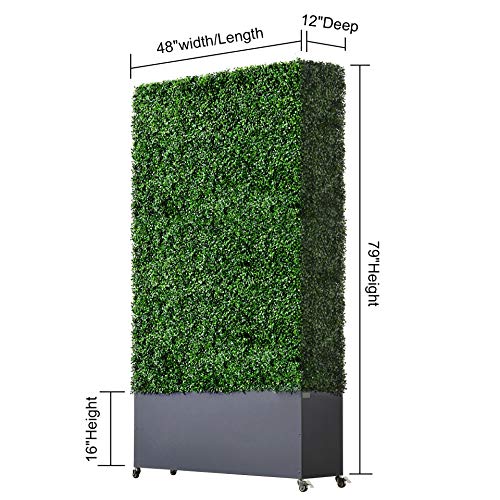 Agpl Artificial Hedge Wall With Dark Gray Color Stainless Steel Planter Box And Caster. Moveable Privacy Decorative Wall 48" W X12“D X 82“H … #TOP1