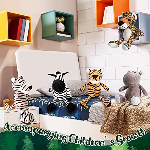 Hydren 10 Pcs Safari Stuffed Animals Plush 11.8 Inches Jungle Animal Toys Set For Girls And Boys, Cute Elephant Giraffe Lion Tiger Monkey Rhinoceros Zebra White Tiger Leopard Hippo For Baby Shower #TOP5
