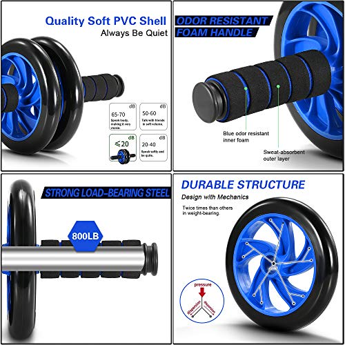 Rolo Abdominal, Andoer Abdominal Roller Wheel com joelheira Home Gym Fitness Abdomen Muscle Training