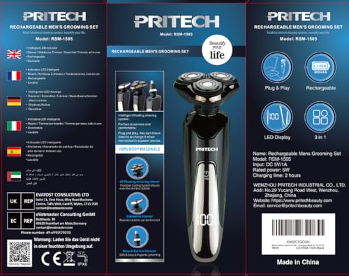 Pritech TGAU-RSM-1505-3 IN 1 Electric Razor For Men - Rechargeable Electric Shaver thumb #7