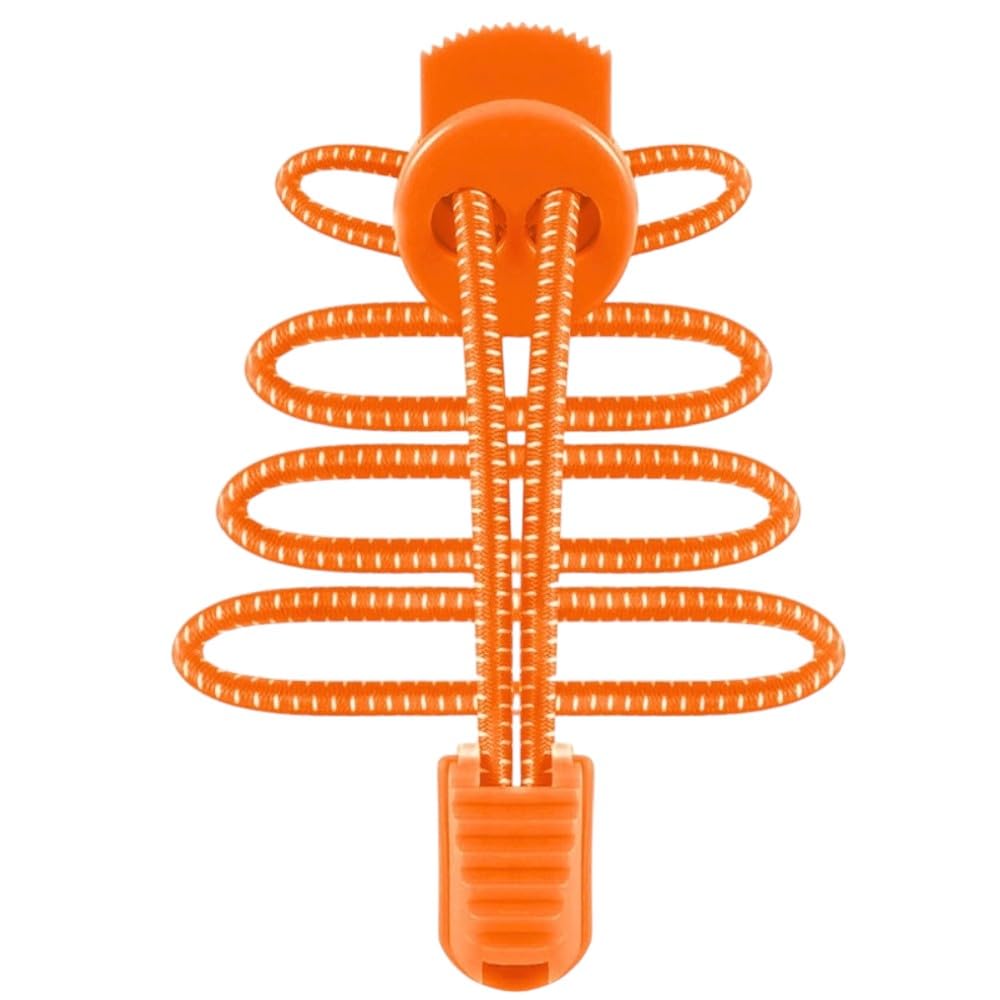 AthlineLock Lace, Break Free from Tying All Day, Sports Shoes, Sneakers, Elastic Stretchable No Tie Shoe Lace - (Length-122 cm,Neon Orange, Set of 1)-LC47