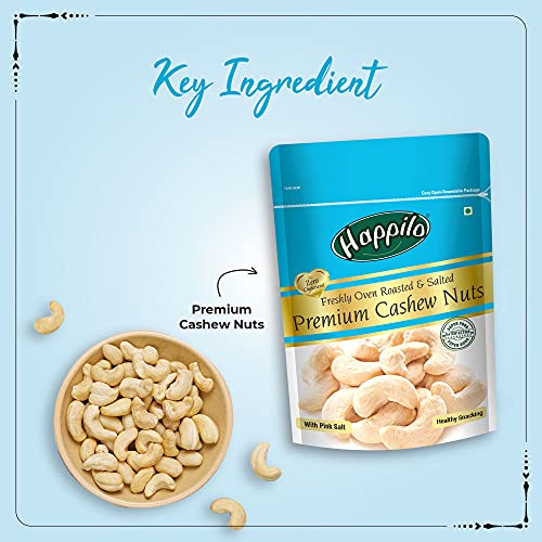 Image of Happilo Premium Roasted and Salted Cashews, 200g (Pack of 4)|Healthy Snacks, Dry fruits, Kaju|Rich in Protein|Rich in Fibre|Healthy Snacks|100% Pure Dry Fruit|Magnesium and Phosphorus|Rich in Protein