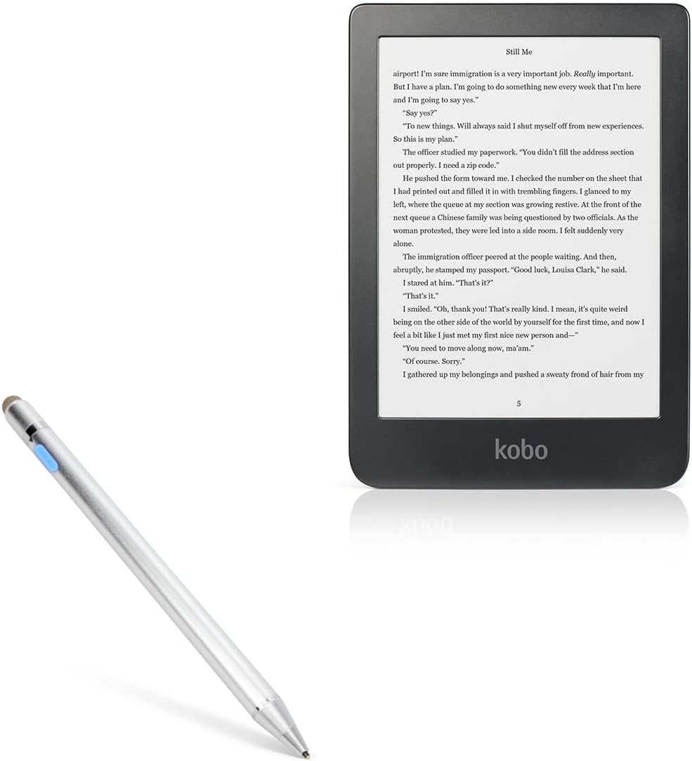 BoxWave Stylus Pen Compatible with Kobo Clara HD - AccuPoint Active Stylus, Electronic Stylus with Ultra Fine Tip - Metallic Silver