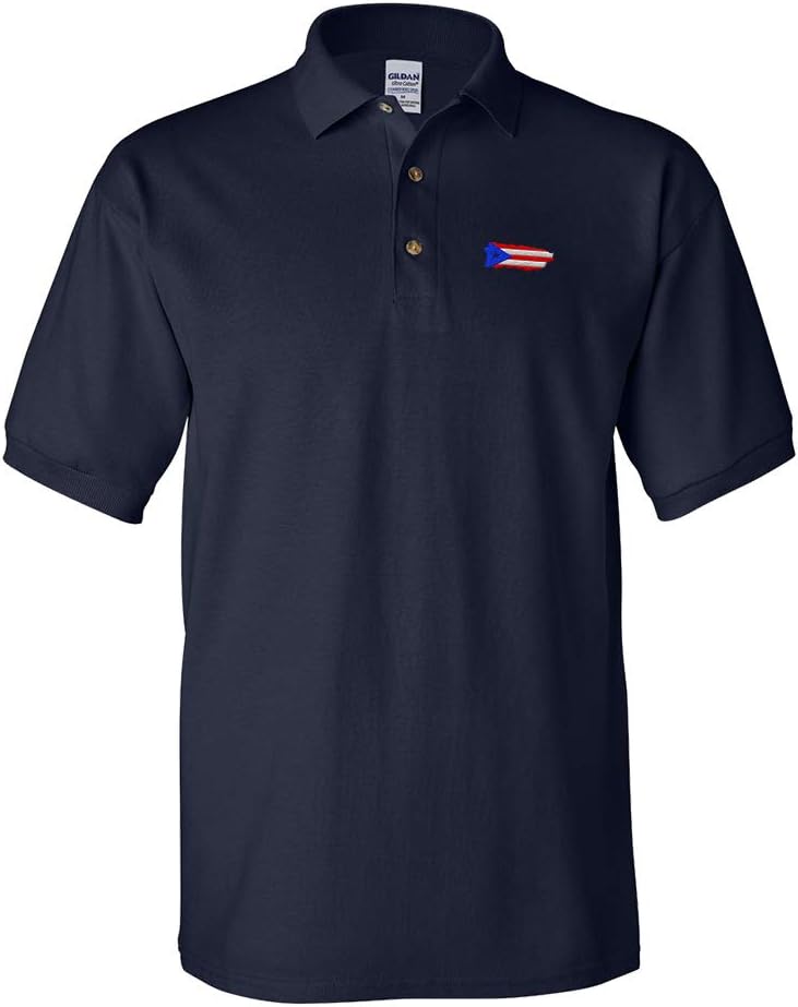 Custom Polo Shirts for Men Puerto Rico Map Flag Embroidery Cotton