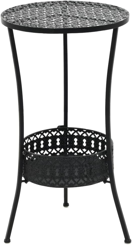 Bistro Table,Outdoor Dining Table, Outdoor Patio Table, Small Side Table,Coffee Side Table,Garden Table, Vintage Style,Easy to Assemble,for Bistro,Balcony,Backyard,Black 15.7"x27.5" Metal