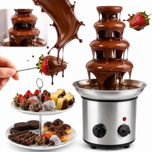 4 Tier Chocolate Fountain Machine Stainless Steel 220V Melter