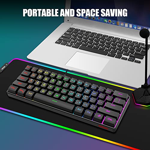 Image of RedThunder 60% Gaming Keyboard and Mouse Combo, Ultra-Compact 61 Keys RGB Backlit Mini Keyboard, Lightweight 7200 DPI Honeycomb Optical Mouse, RGB Wired Gaming Set for PC MAC PS5 Xbox Gamer(Black)
