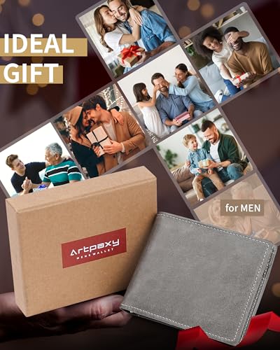 Image of Artpaxy Mens Wallet Bifold Genuine Leather RFID Blocking Wallet for Men with 2 ID Windows 12 Card Holders 2 cash pockets 1 Gift Box