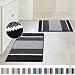 Original Shag Chenille Bath Rug for Bathroom Non Slip Ultra Thick and Soft Plush Striped Floor Mats Bath Rugs Set, Microfiber Door Mats for Kitchen (Pack 2-20" x 32"/17" x 24", Black)