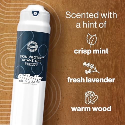 Image of Gillette SkinGuard Shave Gel for Men, Skin Protect Shave Gel with Shea Butter and Vitamin E, 7 Ounce (Pack of 6)