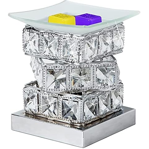 Leyoue Crystal Wax Melt Warmer Electric Wax Burner Essential Oil Warmer Fragrance Night Light Lamp for Gifts & Decor, Home, Office, SPA,Bedroom (Silver) Cover