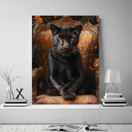 Lienzo de leopardo vintage para decorar un dormitorio moderno con arte urbano 2