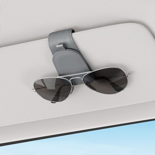Image of Sotfamily Sunglass Holder for Car Visor, Gray, 2 Packs | Suede Cloth, Magnetic, Organizer for Car Accessories