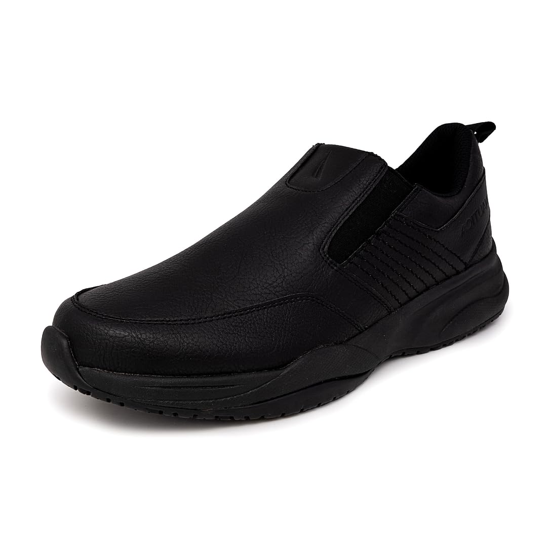 Nautica Slip On Black Non Slip Work Shoes, Safety Water Resistant Chef Kitchen Trabajo Zapatos Restaurant or Food Service Sneakers - Comfortable and