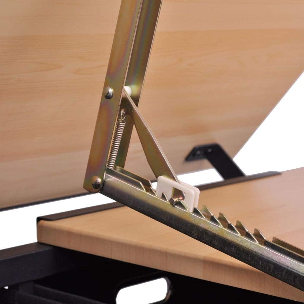 Adjustable Height Drafting Desk Two Drawers Tiltable Tabletop Drawing Table with Stool and Side Tray Beautiful Scenery