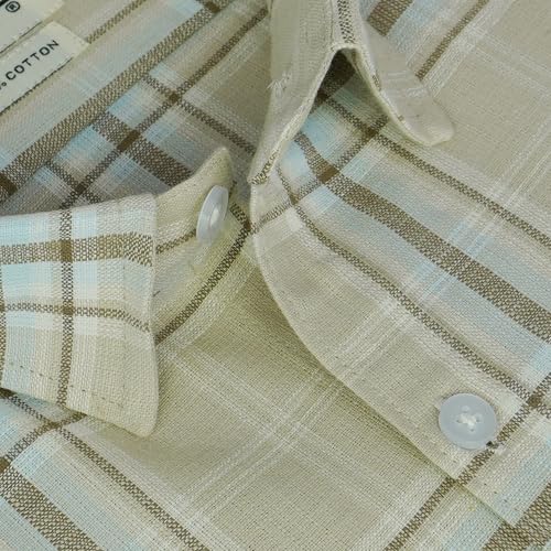 Image of GHPC 100% Cotton Checkered Half Sleeves Regular Fit Formal Shirt for Men