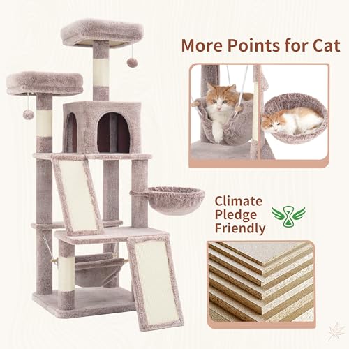 Image of Gitelsnour Cat Tree Tower Multi-Level with 2 Scratching Boards, GCT022MU