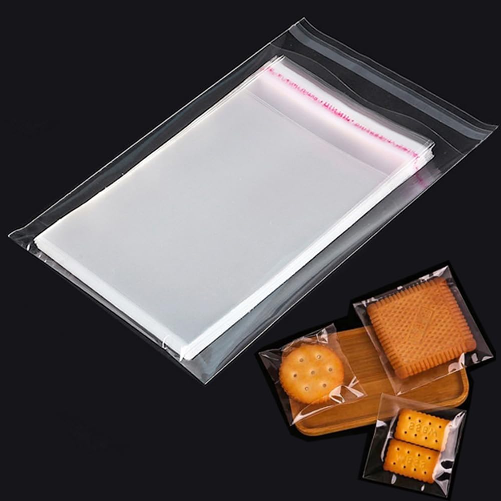 200 Pack Self Sealing Cellophane Treat Bags 3x3 Inches - Clear Resealable Self Adhesive Cookie Bag with Seal for Cookie Packaging Party Favor Gift