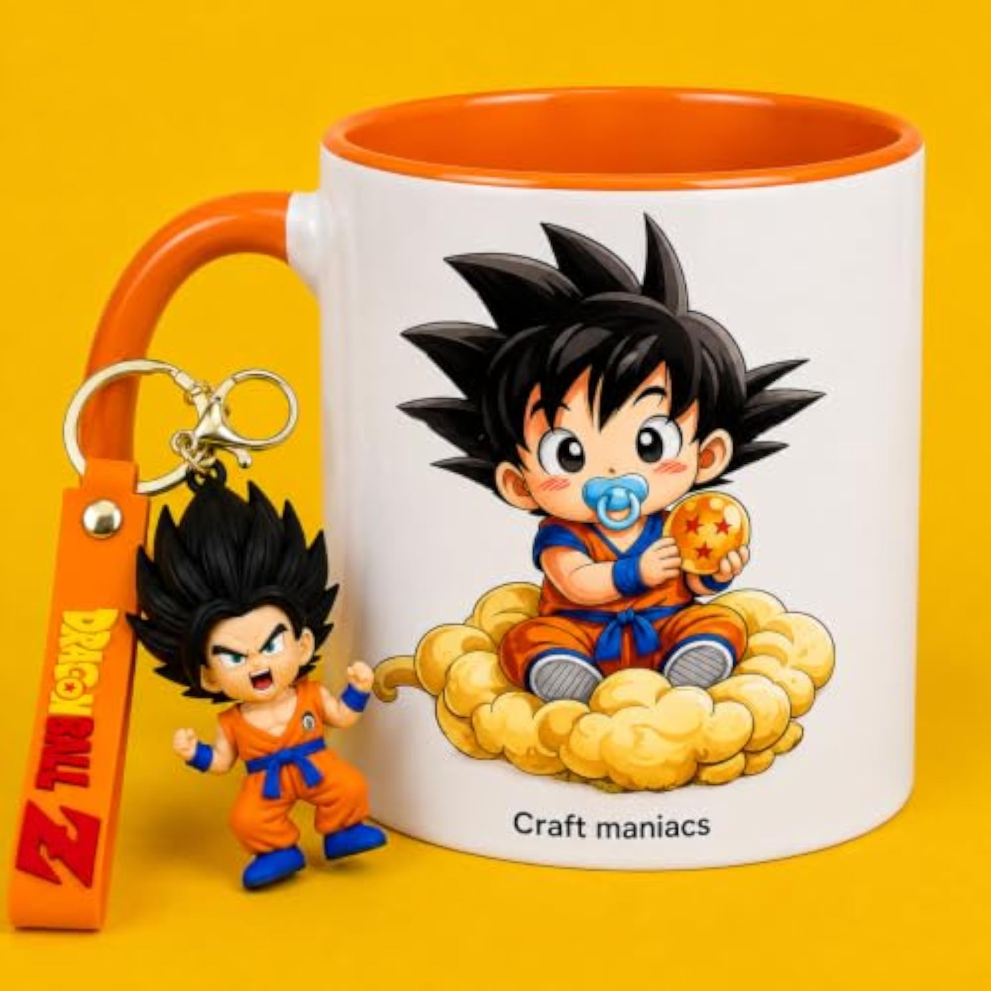 Baby Pacifier Orange Rim Mug with Keychain