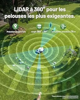 Mammotion LUBA 3 AWD 3000 Robot Tondeuse, Positionnement Tri-Fusion 360° LiDAR+NetRTK+AI Vision, 80% pentes, Gestion multizone jusqu'à 30 Zones, Hauteur de Coupe 25-70 mm