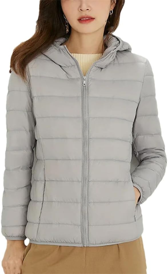 Haitpant Women Portable Ultra Light Down Jacket Matte Fabric Winter Feather Jacket Warm Coat Hooded Parka