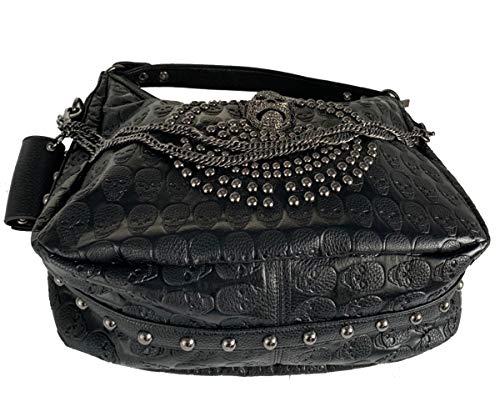 Fivelovetwo FLTHS1094U-SKULL Women Skull Chain Handbag Large Capacity Gothic Shoulder Bag Studded Doctor Rivet Tote Satchel thumb #4