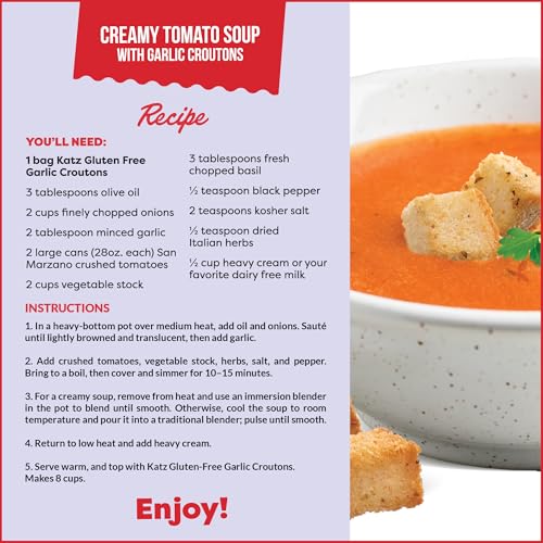 Katz Gluten Free Garlic Croutons, Great For Salad Topping, Crunchy Perfection, Allergy-Friendly & Kosher, Free of Dairy, Soy, and Nut. Made from Our Own Gluten Free Bread. (Pack of 2)