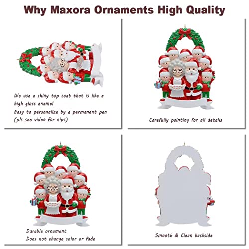 Maxora Personalized Mitten Family Of 10 Christmas Tree Ornament 2022 Family Tradition Christmas Keepsake Gift Collection For Parent, Grandparents, Kids, Grandchildren, Friends #TOP3