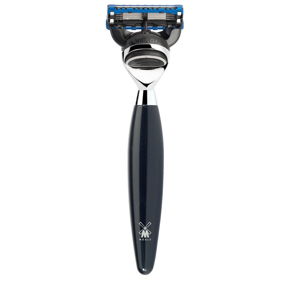MÜHLE Nassrasierer – Kosmo Serie, kompatibel mit Gillette-Klingen, Edelharz schwarz