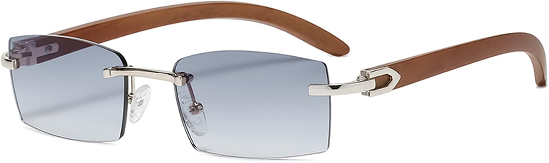 Heptagram Rectangle Fashion Rimless Sunglasses for Women Men Gangster 90s Frameless Shades Retro Vintage Trendy Eyewear