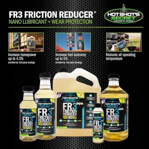 Image of Hot Shot's Secret FR3 Friction Reducer, Engine Lubricant and Wear Protection, 16 oz | Treats 11 quarts. Reduces friction and wear while improving engine performance and fuel economy.