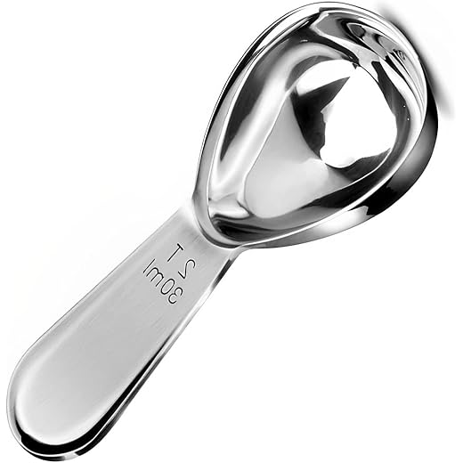 Coffee Scoop 18/8 Stainless Steel Measuring 2 Tablespoon Reusable Measure Spoon Good Size For Coffee Bean Canister Easy To Storage(2 Tbls Scoop Silver 1PC)