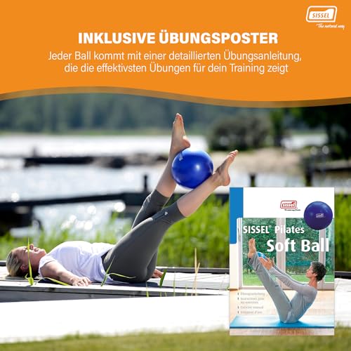 SISSEL Pilates Soft Ball | Gymnastikball & Pilates Ball für Training & Entspannung | Softball für Bauch, Rücken & Core | 22 cm | Belastbar bis 155 kg | Sport Bälle | Gummiball | Physiotherapie Zubehör