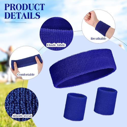 Image of Neon Sweatbands and Wristbands Bulk, Cotton Sports Headbands for Team Spirit, School Field Day, 80s 90s Party, Soccer Fan Accessories, Gym, Cheer and Group Events