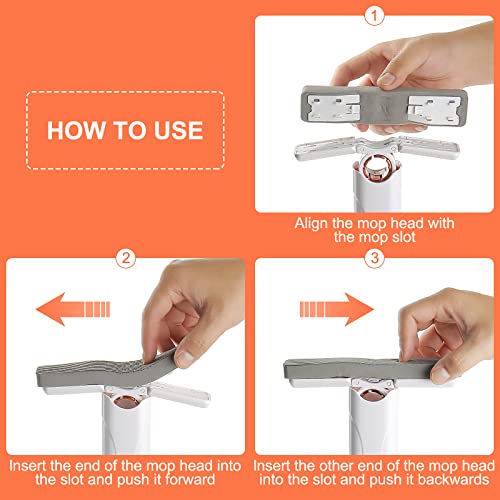 Fragraty Portable Mini Mop Self-Squeeze Desktop Sponge Mop, Hand Wash-Free Absorbent Mops With 2 Replacement Heads, Wet & Dry Small Mop, Household Bathroom Desktop Glass Cleaning Tools, White #TOP6