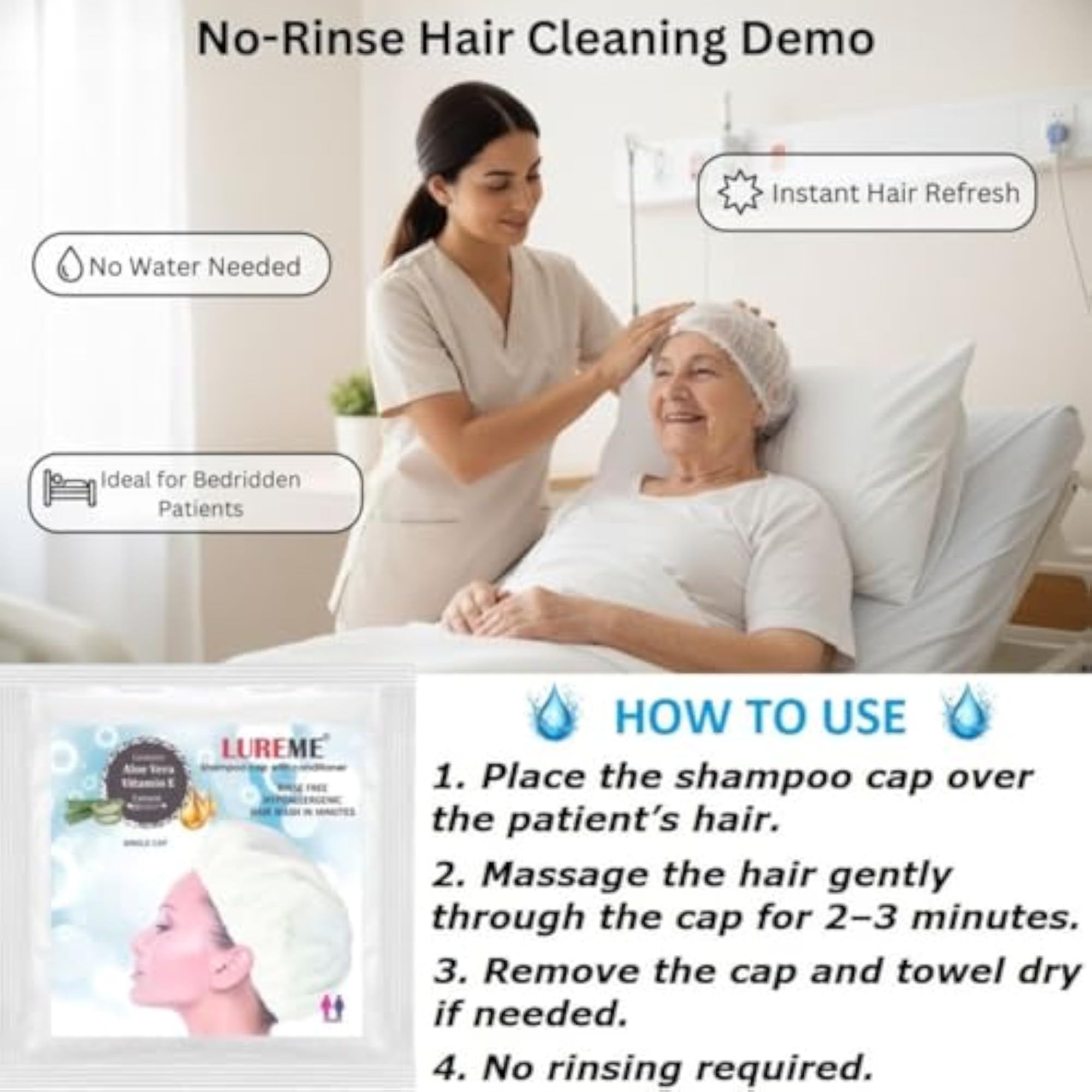 4 Pack Shampoo Cap for Adults, Comfortable Hair Wash