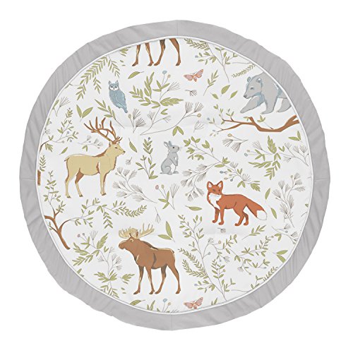 Image of Sweet Jojo Designs Grey, Green and Brown Playmat Tummy Time Baby and Infant Play Mat for Woodland Animal Toile Collection