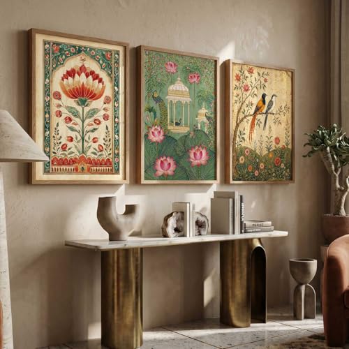 Image of kotart Traditional Art Wall Painting Home Decoration With Frame For Living Room Bed Room Hotel Wall Decor Digital Reprint Engineered Wood Set of 3 (14X20 INCH)