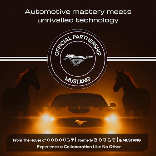 Image of GOBOULT Mustang Thunder Bluetooth Headphones with Upto 70H Playtime, BoomX Technology, Brightness LEDs, 40mm Driver, Zen ENC Mic, BTv 5.4, Type-C Fast Charging, Over Ear Wireless Headphone with Mic