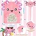 YOYTOO Axolotl Gifts for Girls, Kids Axolotl Plush Toys with Secret Diary, Ballpoint Pen, Stickers, Birthday Christmas Gifts for Little Girls Age 5 6 7 8 9 10-12 Years Old