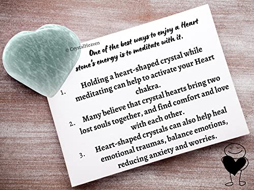 Image of Certified Amazonite Crystal Heart Palm Pebbles Stones for Anxiety Stress Relief Massage - AAA Grade Original Healing Gemstone Agate Heart Palm Stone for Yoga Meditation Spiritual
