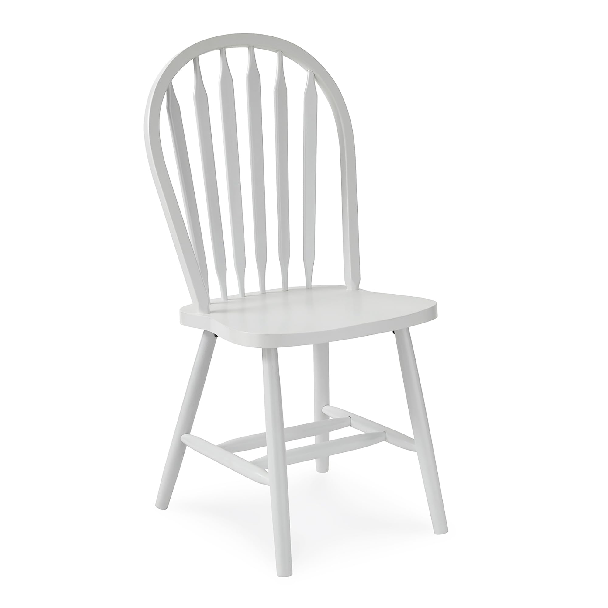 Solid Wood Windsor ArrowBack Dining Chair with Plain Legs, White