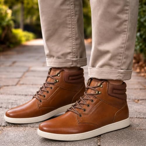 Image of Arkbird Casual Sneaker Boots, High-Top Sneakers Lace-up Leather Chukka Shoes for Men