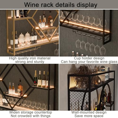 Étagère de bar avec support de verre à vin suspendu moderne