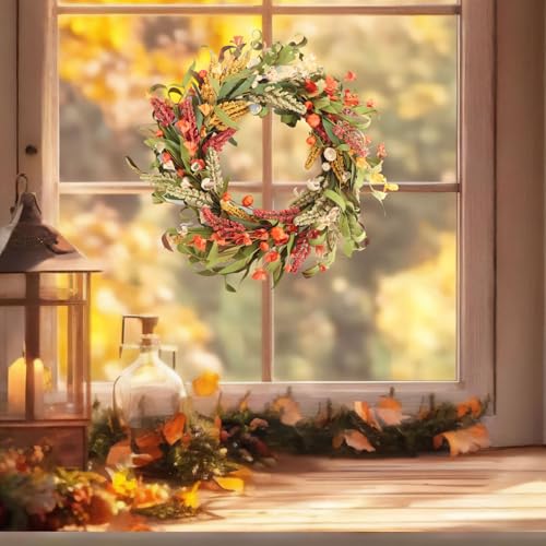 22 Inches Farmhouse Style Plastic Simulation Fall Wreaths for Daily Autumn - image 8