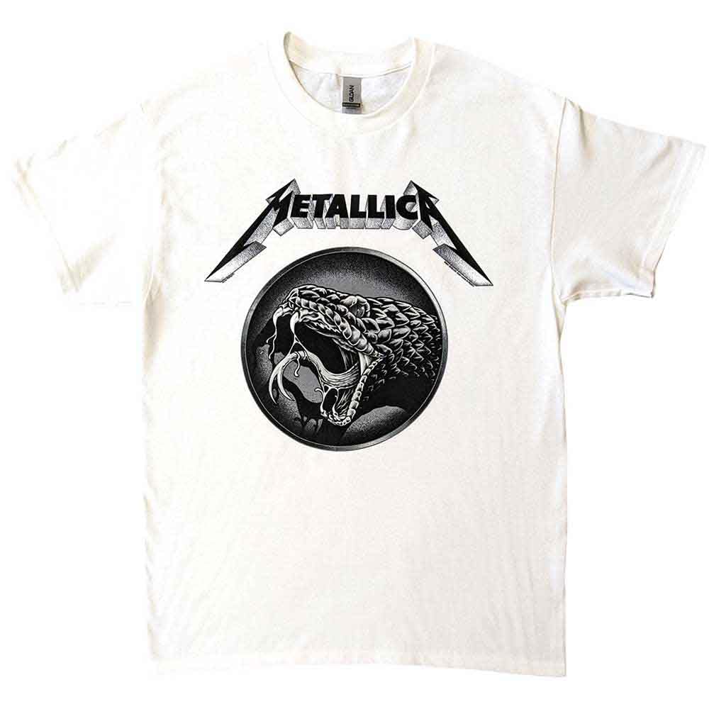 Metallica T Shirt Black Album Poster Band Logo Official Unisex White L