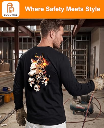 Image of BOCOMAL FR Shirts Flame Resistant Shirt 5.5oz 100% Cotton Light Weight CAT2 Fire Retardant Henley Shirts