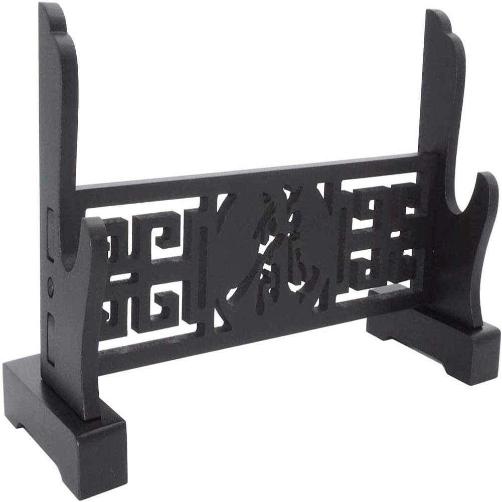 RybdaFDc Sword Holder Rack Stand Horizontal Display Samurai Katana Wakizashi Classical Hollow Out Pattern dragon1-3 Tiers Black(1Tier)