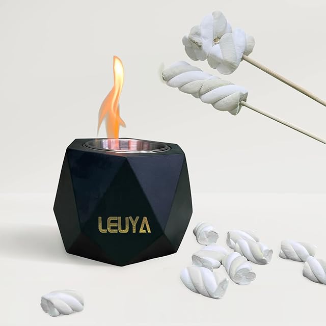 LEUYA Table Top Fire Pit Bowl- Bio Ethanol Table Top Fire plce Smokeless Mini Fire Bowl Heater, Portable Personal Fireplace for Outdoor & Indoor Use