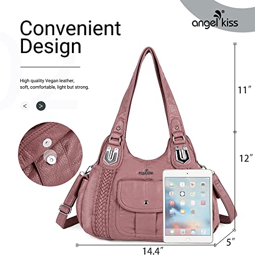 Image of Angel Kiss Purses and Handbags for Women Washed Vegan Leather Crossbody Hobo Satchel Shoulder Tote Purse